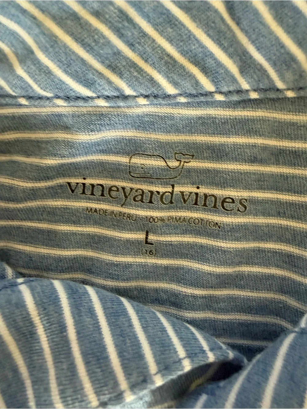 Vineyard Vines Youth large (16) polo, blue striped